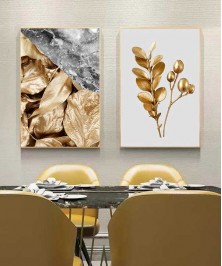 Gold Frame 60*90 Cm Crystall Porsalein Painting Decorative For Living Room 2 pcs